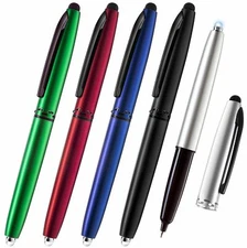 Stylus Pen, 3-in-1 Touchscreen+Flashlight+ Ballpoint Metal Pens, 5 Pack
