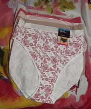 5 NEW BALI DRCL61 ALNP PICOT TRIMMED MESH WAIST COTTON BRIEF PANTIES 2XL/9