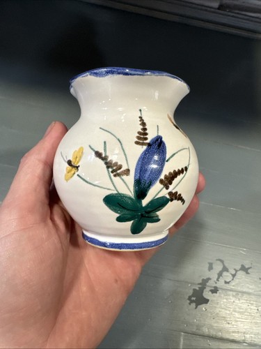Vintage italienische Keramik Knospenvase 3,5" Blumenmuster - Bild 4 von 5
