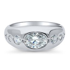 2.00 Ct Oval Cut Moissanite Men's Wedding Dome Ring Real 925 Sterling Silver