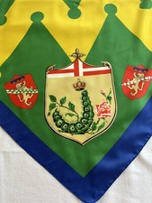 Vintage Italian Coat Of Arms Scarf Polyester Floral Rose Crown