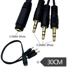 3.5mm TRS Female to 3x 1/8" 3.5mm Stereo Male Audio Splitter Adapter Cable 30cm