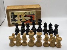 VINTAGE  K&C LONDON COMPLETE STAUNTON 32 PIECE CHESS SET BOXED KING 7CM