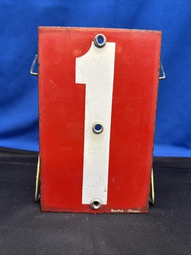 Vintage Porcelain Enamel Industrial Number 1 Sign American Valve Enameling 8x5