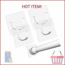 YEHOSHUN Shower Rod Holder with Strong Adhesive, 4 Pack Shower Curtain Rod Holde