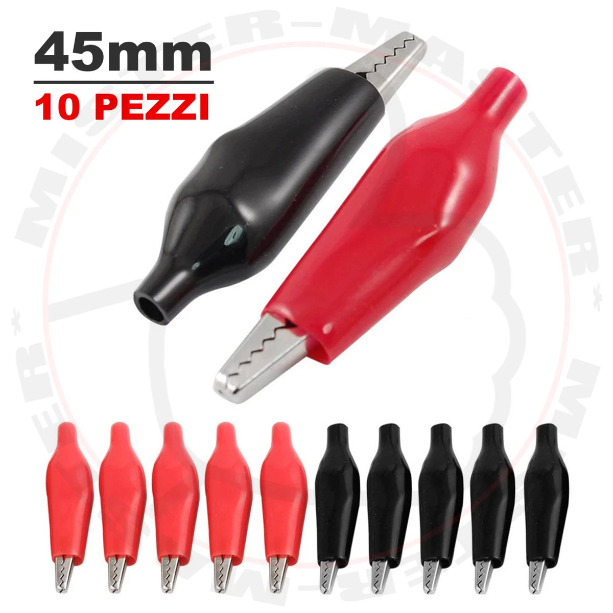 Set Di 2 Punte Di Prova Per Multimetro – Morsetti A Coccodrillo Isolati 10A 1000V – Connettori Banana 4 Mm – Rosso E Nero