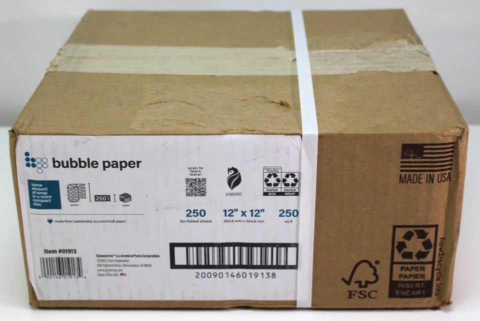 New Bubble Paper 12"x12" 250 Sq Ft Made USA Wrapping Packing Sustainable #01913 - Image 2 of 4