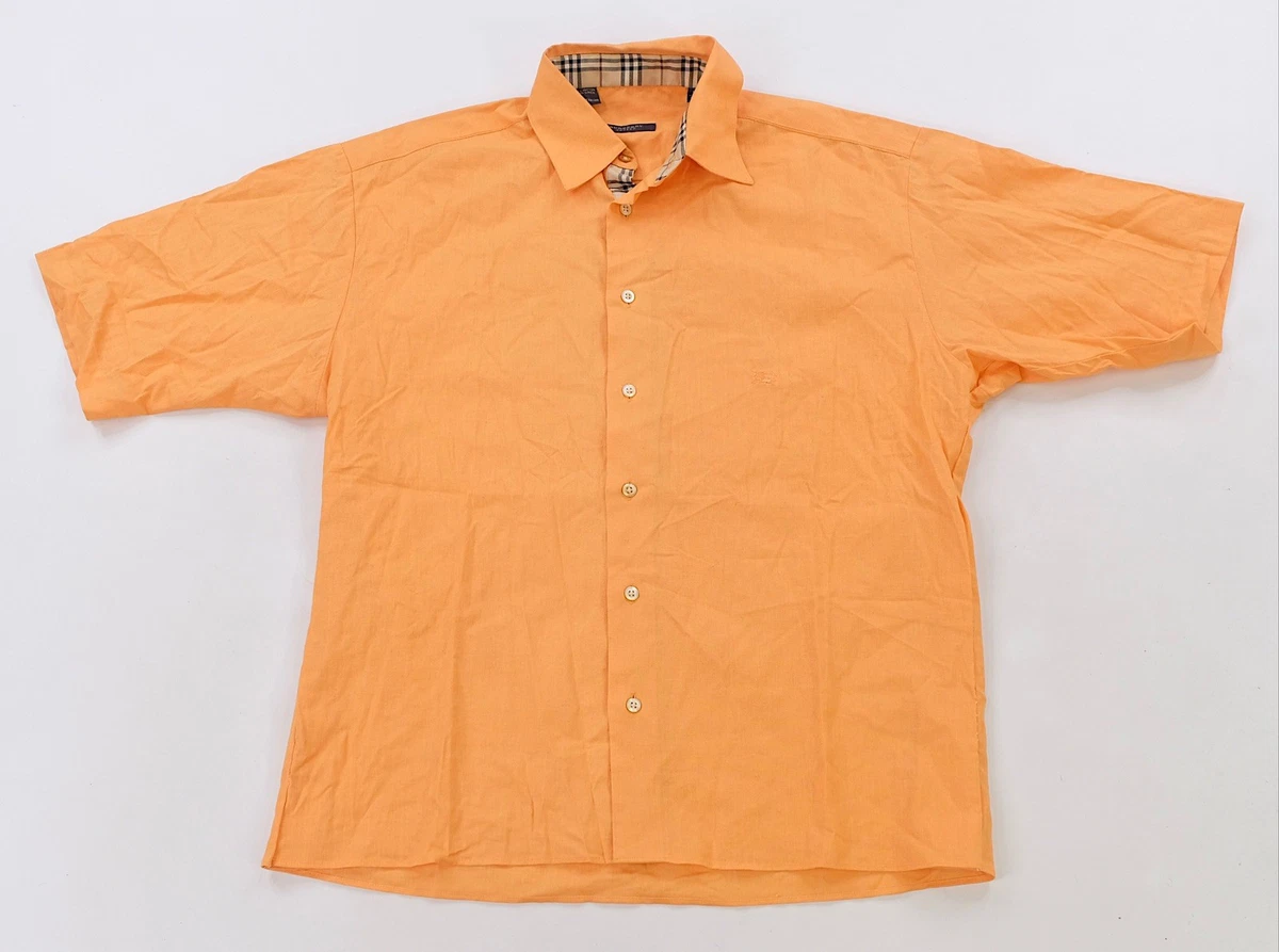 Burberry Linen Short Sleeve Casual Button-Down Shirts for Men for