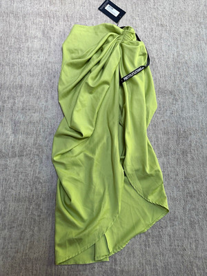 PrettyLittleThing Women's Lime Green Ruched Slit Midi Skirt US 4 Small S