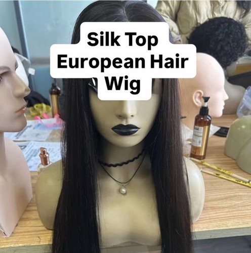 Luxury Real Scalp Silk Top 5x5 Closure Human Hair StraightWig European 24In