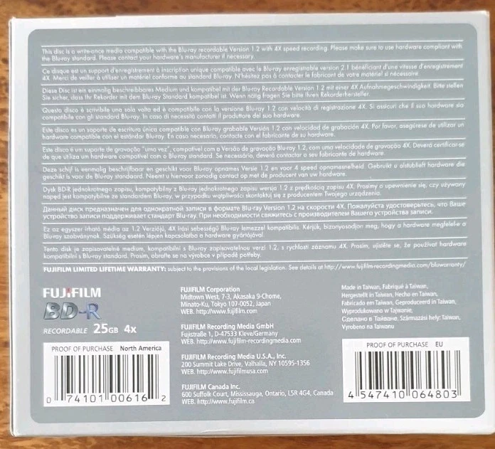Fujifilm BD-R Blu-Ray, 25 GB, 5 Discs, 4x Speed Hard Coat, Archiv - Bild 2 von 2