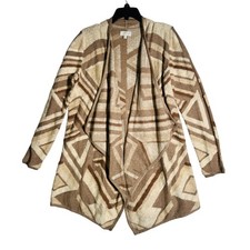 Lucky Brand Open Front Waterfall Cardigan Southwestern Aztec Geometric Women's S