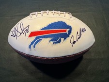Fred Smerlas & Joe Cribbs Buffalo Bills Signed White Autograph Football