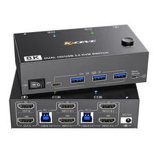 8K KVM Switch KCEVE Dual Monitor USB 3.0 HDMI KVM Switch [Model: KCY8202DZ]