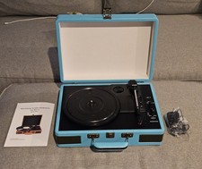 Vintage Suitcase Turntable Record Player 3-Speed Bluetooth W/ Built-in Speakers