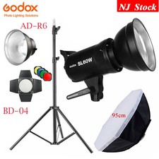 Godox SL-60W Studio Video LED Light Stand Remote 95cm Softbox BD-04 Barndoor
