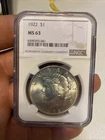 1922 Silver Peace Dollar $1 - NGC MS63 - Philadelphia