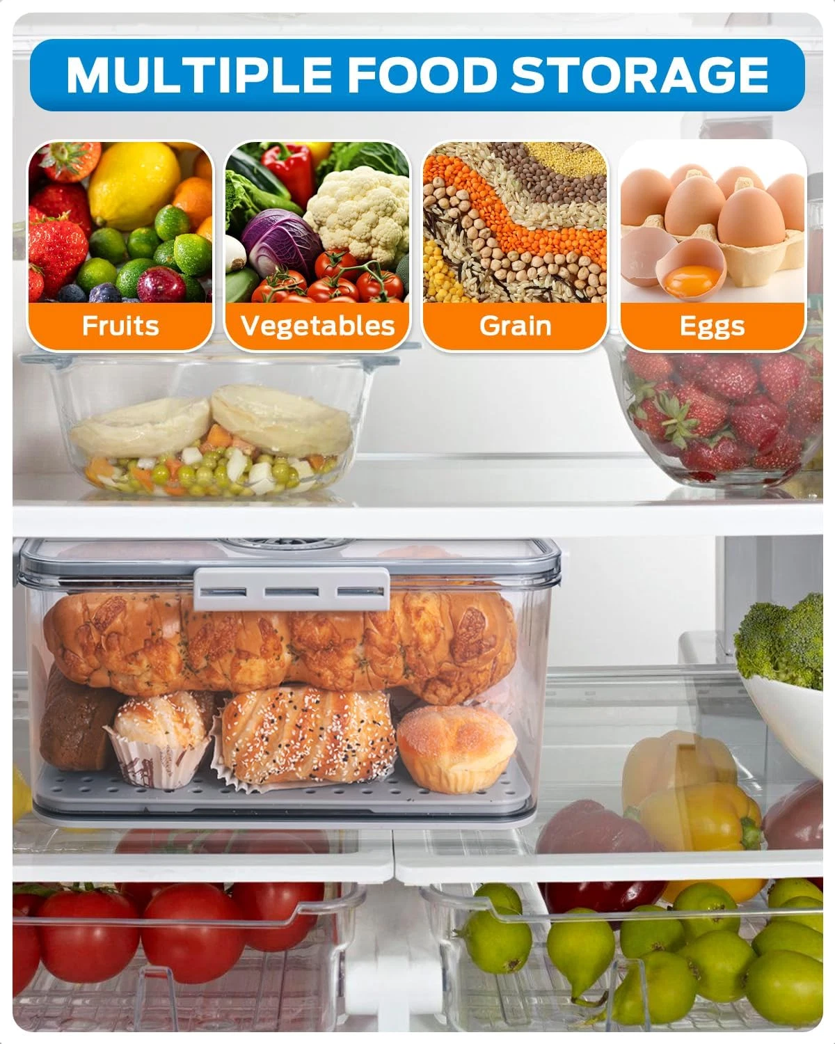 Bread Box 2 Pack Bread Storage Container Airtight Recording Time Bread Box Toast