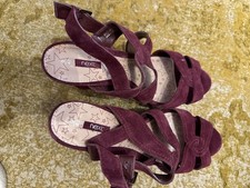 Next Women’s Burgandy Suede/Leather  Platform Wedges In UK Size 9