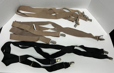 3 PACK Elastic Y Clip-On Suspenders, Beige/Brown / Black - Mens One Size