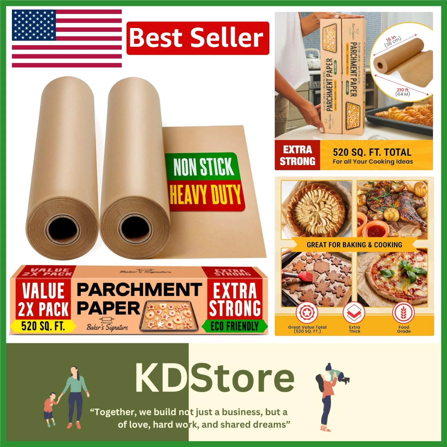 Baker's Signature Unbleached Parchment Paper 2-Pack - Non-Toxic Baking Essential