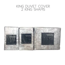 Hudson Park Greystone KING Duvet Cover + 2 KING Shams Set