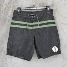 Birdwell Beach Britches x GCCO Mens Board Shorts Grey Green Striped Size 28 USA