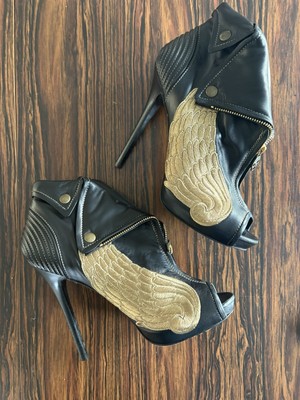RARE Alexander McQueen Gold Angel Wings Leather Faithful Skull