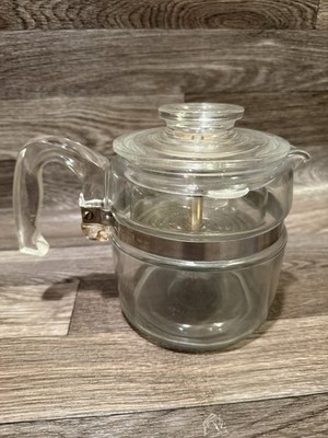 Vintage 1960 s Pyrex Flameware 6 Cup Percolator- Complete Set WOW!