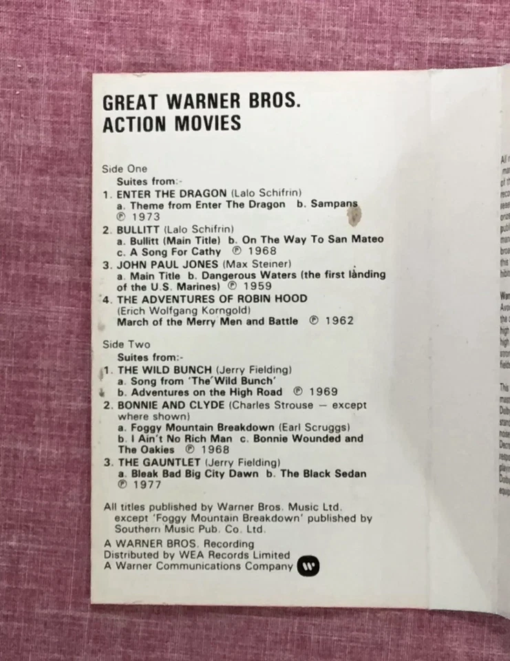 Great Warner Bros, Action Movies, WB Records, Audio Cassette - Image 3 of 4