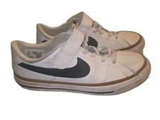 Nike Court Legacy Shoes Kids Size 2.5 White Low Boys Girls DA5381 102 Swoosh