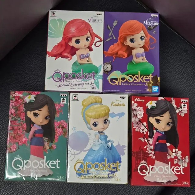 Disney Qposket Ariel Mulan Cinderella Collectible Figures Set