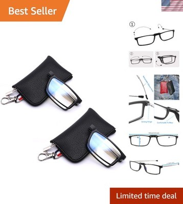 Unisex Folding Reading Glasses with Anti-Reflective Lens - Eye Comfort 2-Pack