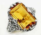 8CT Treated Citrine 925 Sterling Silver Vintage Style Ring Jewelry Sz 6