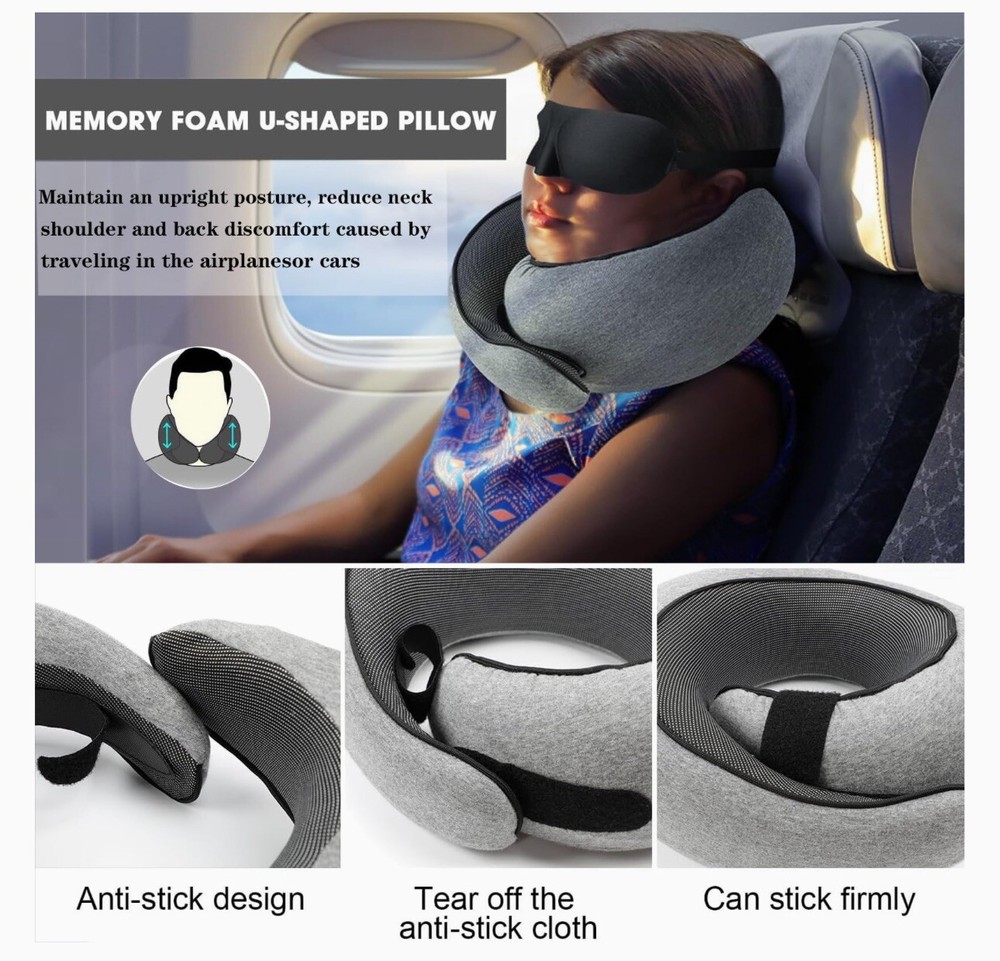 Memory foam travel pillow for neck support and comfort