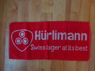 VINTAGE HURLIMANN SWISS LAGER PUB BAR TOWEL BEER MAT BREWERIANA MAN CAVE