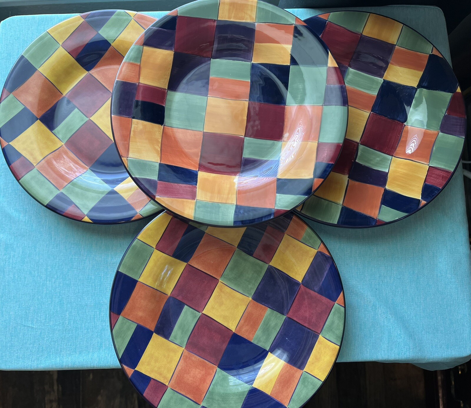 Tabletops Gallery CARACAS 4 Hand Painted Hand Crafted Ceramic Salad