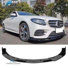 Fits 17-20 Benz W213 E-Class B Style Front Bumper Lip Splitter PP - Gloss Black