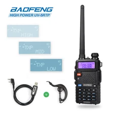 Baofeng UV-5RTP 2m/70cm Band VHF UHF HP 1/4/8W Ham Two-Way Radio + USB Cable US
