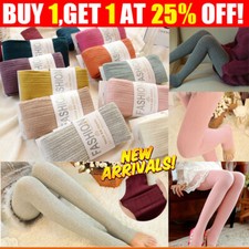 Warm Winter Woolen Yarn Knitted Footed Tights Women Pantyhose Stretch Stockings 