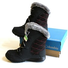 Columbia Girl's Winter Snow Boots Youth Size 5 Black Pink Gray Lace Up