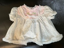 Vintage Cradle Togs Infant Baby Girl Dress White Pink Rosebuds 3-6 M