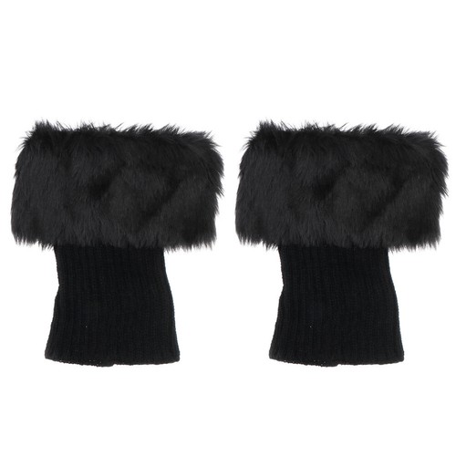 Women Boot Cuffs Faux Fur Cuffs Winter Woolen Sock Leg Boot Socks Short - Picture 3 of 12