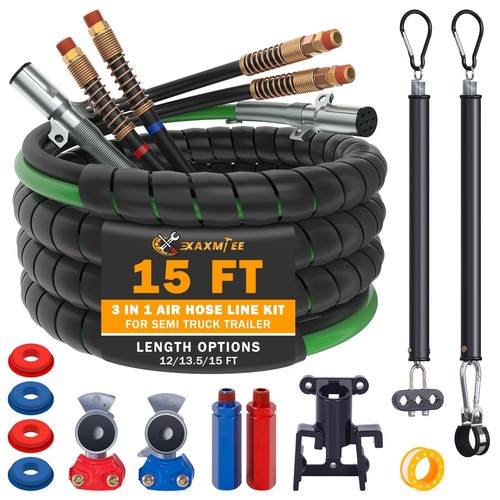 15 FT Semi Truck Air Lines Kit with 2 Pcs Tender Spring Kit and Glad Hands 