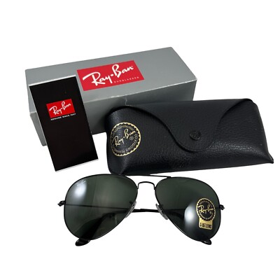 Ray Ban Sunglasses Classic Aviator Black Wire Frames G-15 Lens