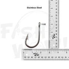 Fish WOW!® Size 11/0 Stainless Steel Swordfish Tuna Hook from Qty 5 10 20 50 lot