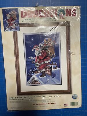 Dimensions Rooftop Santa 2002 Dimensions Rooftop Santa Claus Stamped Cross Stitch 9 x14 Kit ...