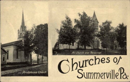 Carte postale vintage Summerville Pennsylvanie PA Churches Multi-View c1910 - Photo 1 sur 2