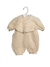 Handmade Crochet Girls Infant Romper Set, 0-3 Mos. Perfect Gift For Baby Shower