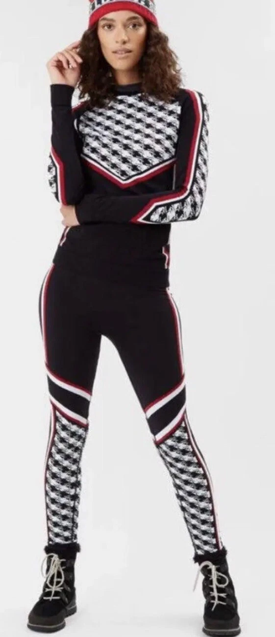 Sweaty Betty Seamless Ski Base Layer Set Leggings & Top S Houndstooth Thermals